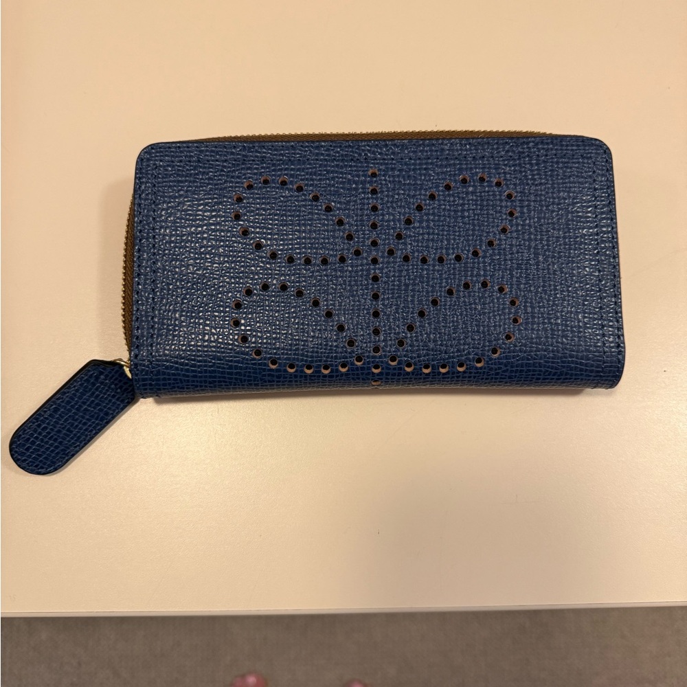 Orla Kiely Denim Blue Leather Wallet